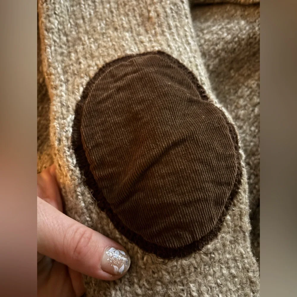 Dark Academia Button Down Wool Blend Sweater Jacket with Brown Corduroy Accents - Picture 8 of 9